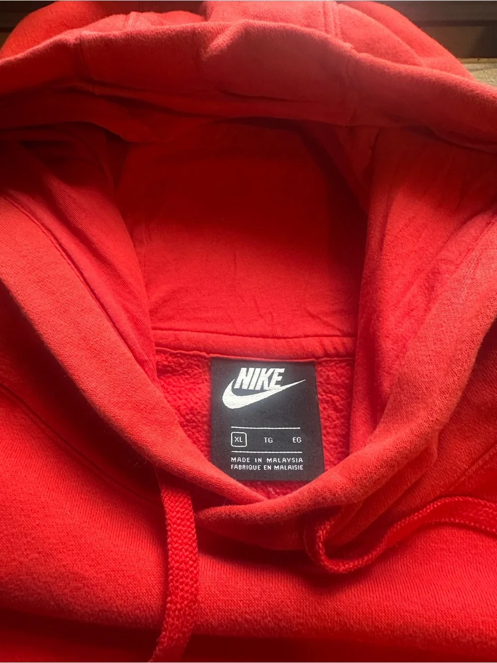 Nike Men's Extra Large Red Hooded Sweatshirt With White Swoosh